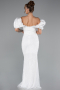 Weiß Abendkleid İm Meerjungfrau-Stil Lang ABU4509