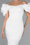 Weiß Abendkleid İm Meerjungfrau-Stil Lang ABU4509