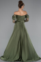 Khaki Standesamtkleid Satin Lang ABU5054