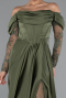 Khaki Standesamtkleid Satin Lang ABU5054