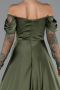 Khaki Standesamtkleid Satin Lang ABU5054
