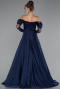 Marineblau Standesamtkleid Satin Lang ABU5054