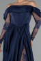 Marineblau Standesamtkleid Satin Lang ABU5054