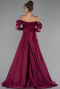 Pflaume Standesamtkleid Satin Lang ABU5054