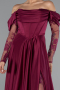 Standesamtkleid Lang Satin Pflaume ABU6356