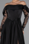 Schwarz Standesamtkleid Satin Lang ABU5054