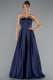 Abschlusskleid Lang Satin Marineblau ABU5105