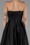 Abschlusskleid Lang Satin Schwarz ABU5105
