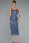 Partykleid Midi Schuppig Indigo ABK2389