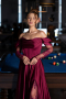 Pflaume Standesamtkleid Satin Lang ABU5054