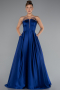 Abschlusskleid Lang Satin Sächsischblau ABU5105