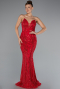 Rot Abendkleid İm Meerjungfrau-Stil Schuppig Lang ABU5112