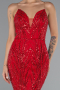 Rot Abendkleid İm Meerjungfrau-Stil Schuppig Lang ABU5112
