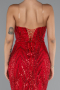 Rot Abendkleid İm Meerjungfrau-Stil Schuppig Lang ABU5112
