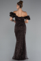 Dunkelbraun Abendkleid İm Meerjungfrau-Stil Lang ABU4509