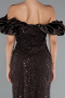 Dunkelbraun Abendkleid İm Meerjungfrau-Stil Lang ABU4509