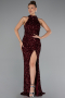 Abendkleid Lang Schuppig Weinrot ABU5135