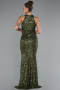 Abendkleid Lang Schuppig Khaki ABU5135