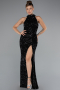 Abendkleid Lang Schuppig Schwarz ABU5135