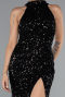 Abendkleid Lang Schuppig Schwarz ABU5135