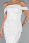 Abendkleid Lang Perlenbesetzt Weiß ABU5137