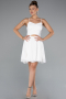 Abendkleid Kurz Chiffon Weiß ABK2352