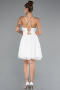 Abendkleid Kurz Chiffon Weiß ABK2352