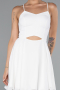 Abendkleid Kurz Chiffon Weiß ABK2352
