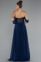 Marineblau Abendkleid Chiffon Lang ABU3310