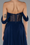 Marineblau Abendkleid Chiffon Lang ABU3310