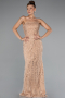 Abendkleid Lang Perlenbesetzt Gold ABU5141