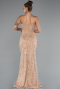 Abendkleid Lang Perlenbesetzt Gold ABU5141