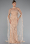 Abendkleid Lang Perlenbesetzt Gold ABU5141