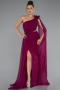 Standesamtkleid Lang Chiffon Pflaume ABU5144