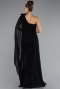 Standesamtkleid Lang Chiffon Schwarz ABU5144