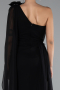 Standesamtkleid Lang Chiffon Schwarz ABU5144