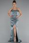 Abendkleid im Meerjungfrau-Stil Lang Satin Türkis ABU5149