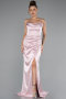 Abendkleid im Meerjungfrau-Stil Lang Satin Puder ABU5149