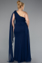 Kleider in Großen Größen Lang Chiffon Marineblau ABU5145