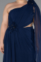 Kleider in Großen Größen Lang Chiffon Marineblau ABU5145