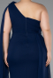 Kleider in Großen Größen Lang Chiffon Marineblau ABU5145