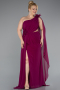 Kleider in Großen Größen Lang Chiffon Pflaume ABU5145