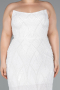 Weiß Abendgarderobe İn Großen Größen Perlenbesetzt Lang ABU4789