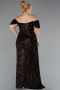 Dunkelbraun Abendkleid İn Übergröße Schuppig Lang ABU4863