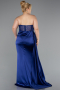 Abschlusskleid In Übergröße Lang Satin Marineblau ABU3855