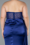 Abschlusskleid In Übergröße Lang Satin Marineblau ABU3855