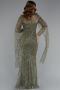 Abendkleid Lang Perlenbesetzt Khaki ABU5152