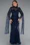 Abendkleid Lang Perlenbesetzt Marineblau ABU5152