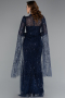 Abendkleid Lang Perlenbesetzt Marineblau ABU5152