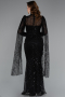 Abendkleid Lang Perlenbesetzt Schwarz ABU5152